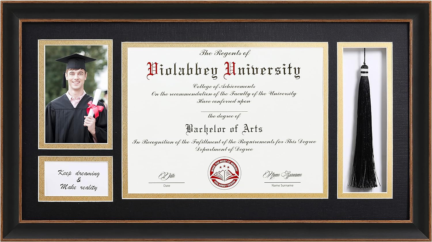 Diploma Frame - VIOLABBEY Certificate Frame, 8.5 x 11, with Tassel & Picture Holder