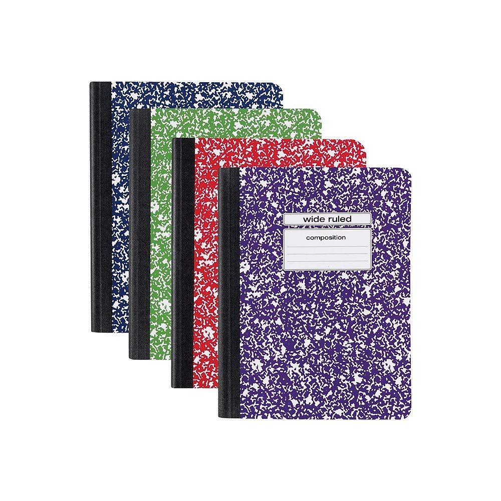 Composition Notebook 7.5"" x 9.75"" Wide Ruled 100 Sheets Assorted Colors