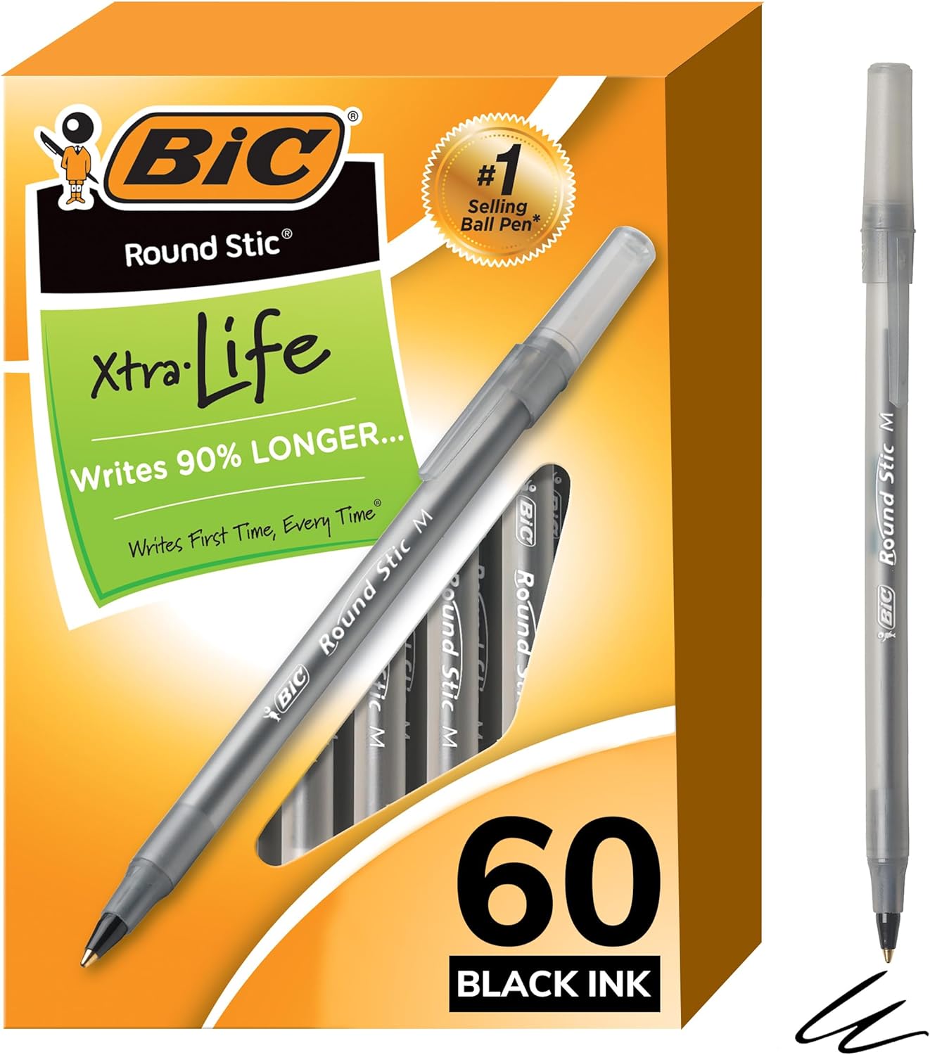 BIC Round Stic Ball Point Pen, Black