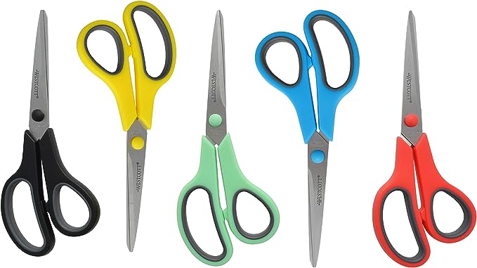 Scissors Stainless Steel Soft Handle, Assorted Colors