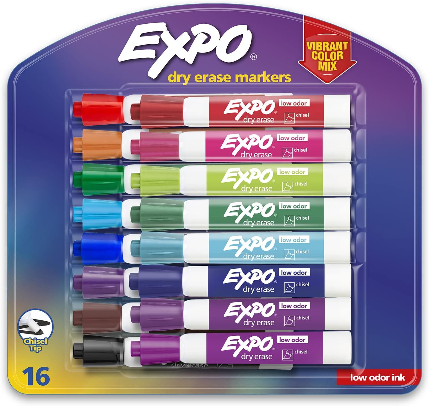 EXPO Dry Erase Markers, Chisel Tip, Assorted Colors