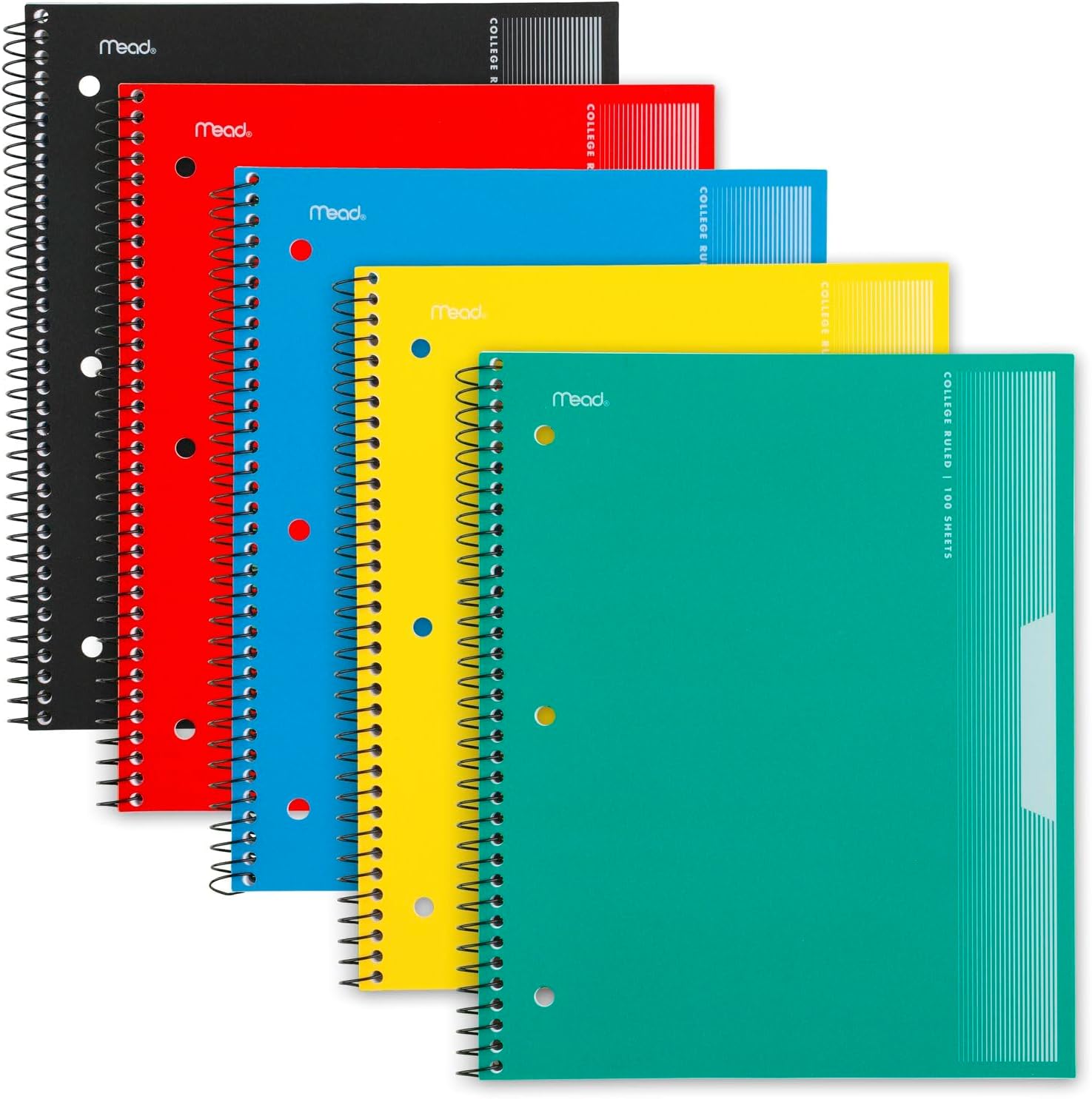 Spiral Notebooks, College Ruled, 8-1/2" x 11", 100 Sheets